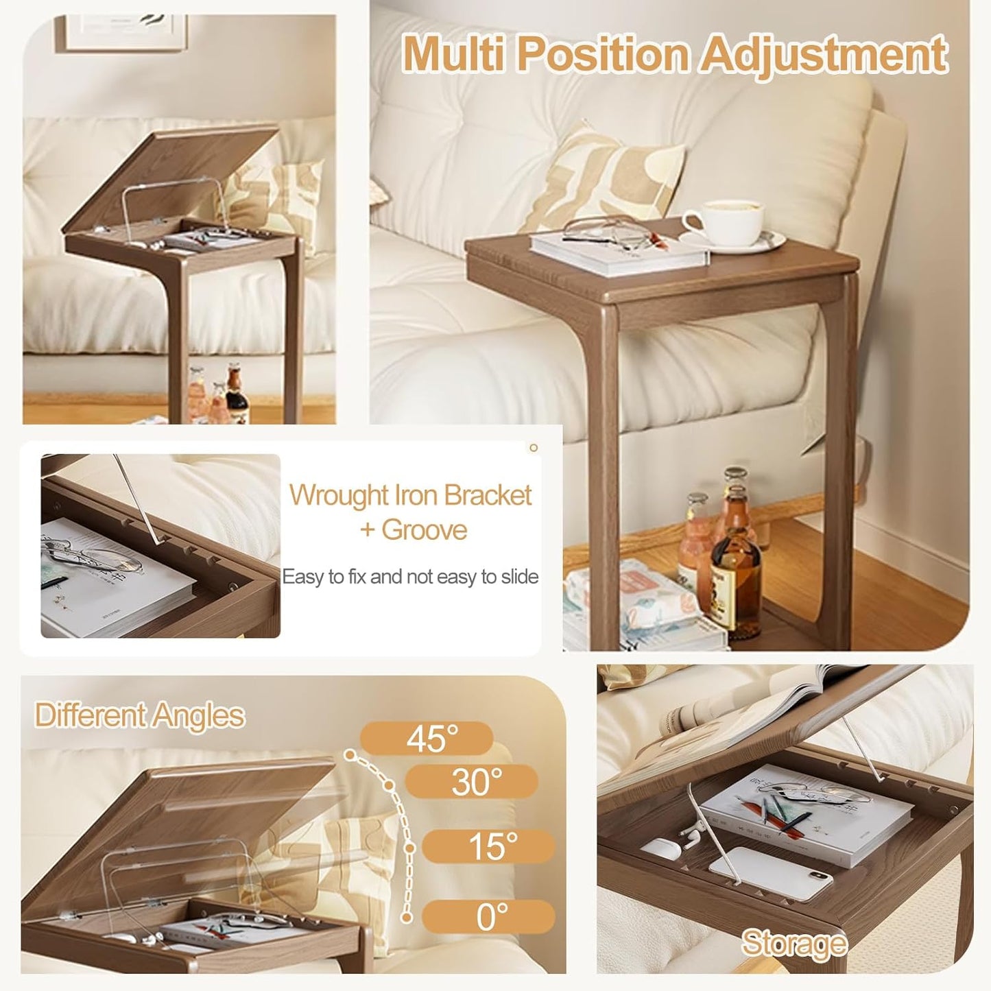 Portable Side End Table for Over Bed Sofa Reading Eating