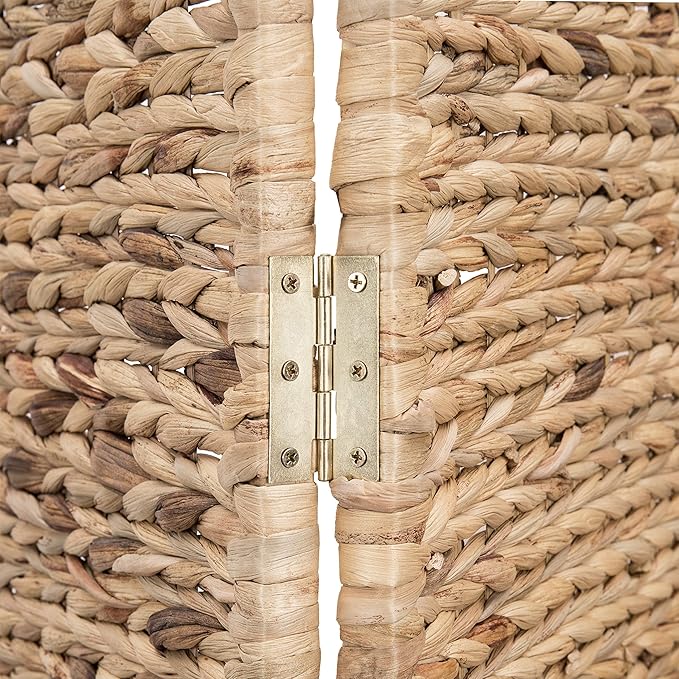 Handwoven Seagrass 3 Panel Room Divider Screen with Wood Frame
