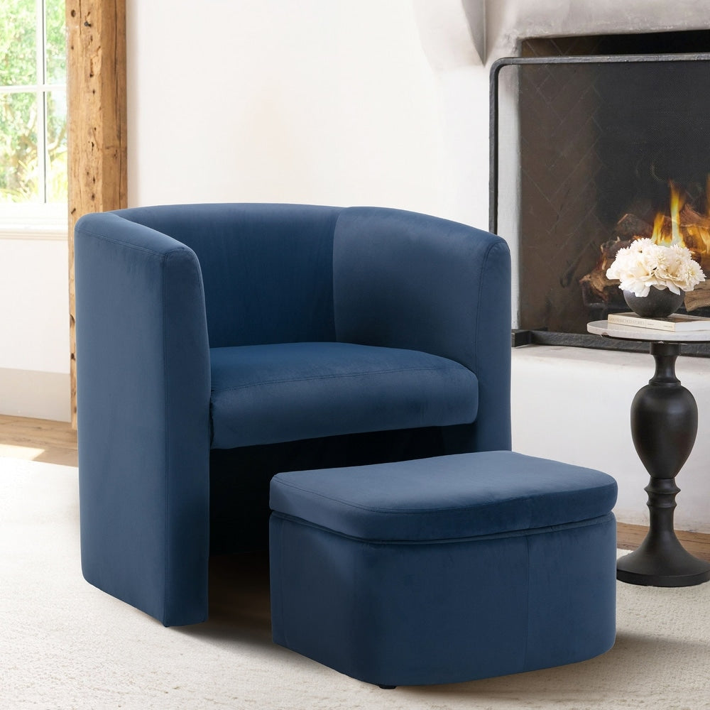 Boucle Chair with Storage Ottoman Set