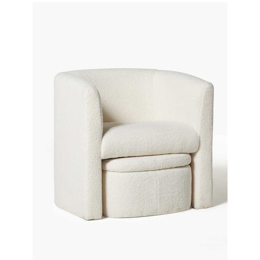 Boucle Chair with Storage Ottoman Set
