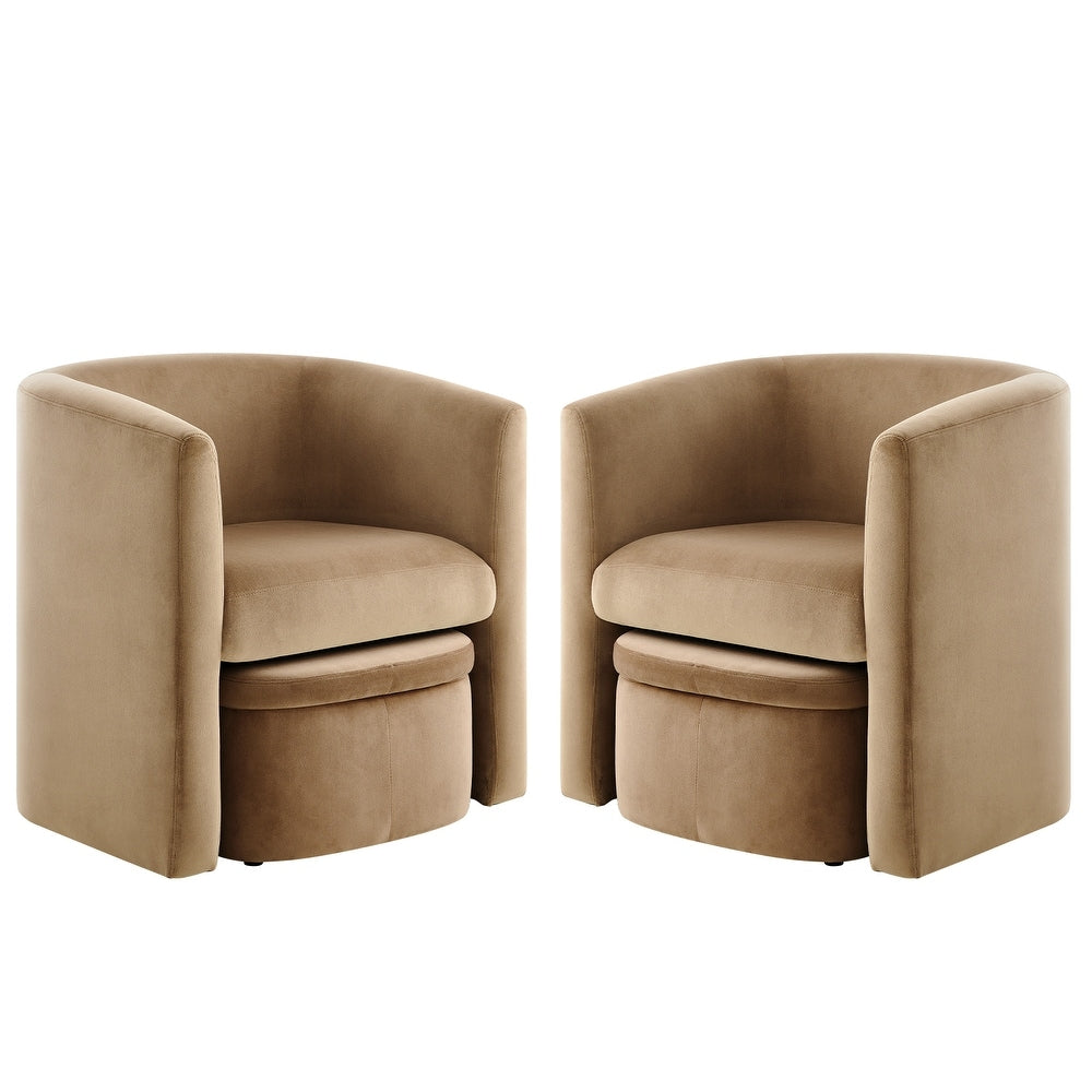 Boucle Chair with Storage Ottoman Set