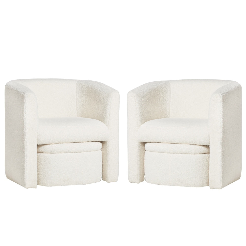 Boucle Chair with Storage Ottoman Set