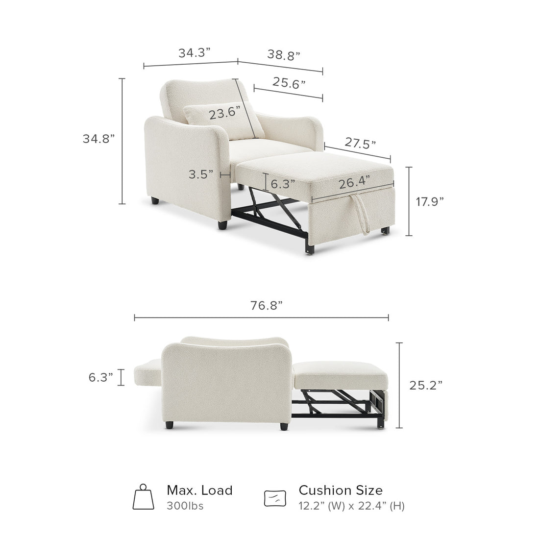 4-in-1 Convertible Sleeper Chair