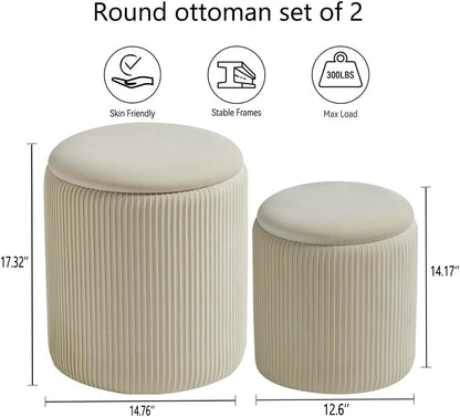 Chenille Storage Ottoman Set