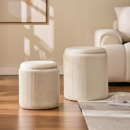 Chenille Storage Ottoman Set