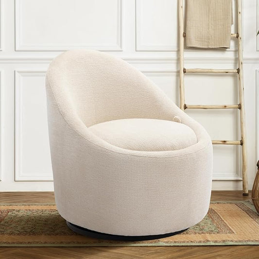 Swivel Round Chair With Ottoman Storage