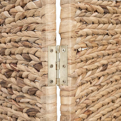 Handwoven Seagrass 3 Panel Room Divider Screen with Wood Frame