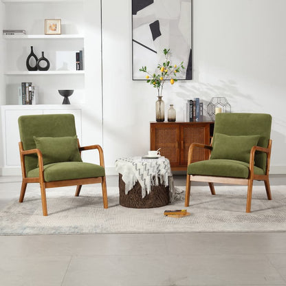 Modern Accent Solid Wood Padding Lounge Armchairs