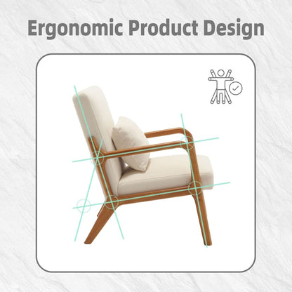 Modern Accent Solid Wood Padding Lounge Armchairs