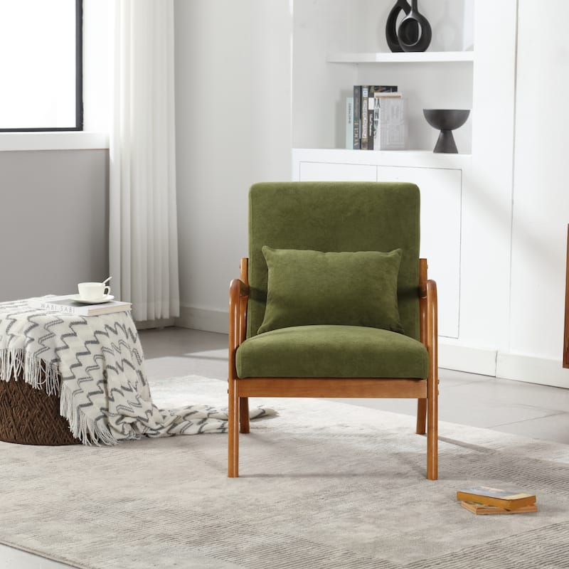 Modern Accent Solid Wood Padding Lounge Armchairs