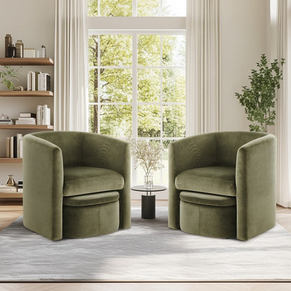 Boucle Chair with Storage Ottoman Set