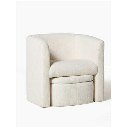 Boucle Chair with Storage Ottoman Set