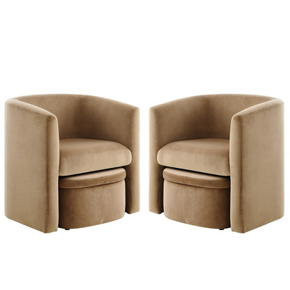 Boucle Chair with Storage Ottoman Set