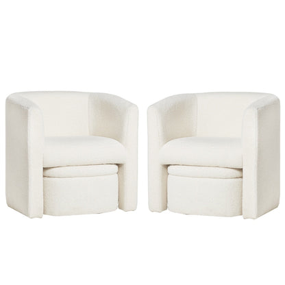 Boucle Chair with Storage Ottoman Set