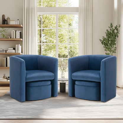 Boucle Chair with Storage Ottoman Set